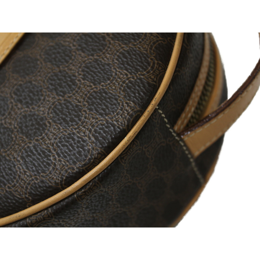 CELINE Macadam Shoulder Bag Brown Leather Compact Pochette - Picture 5 of 7